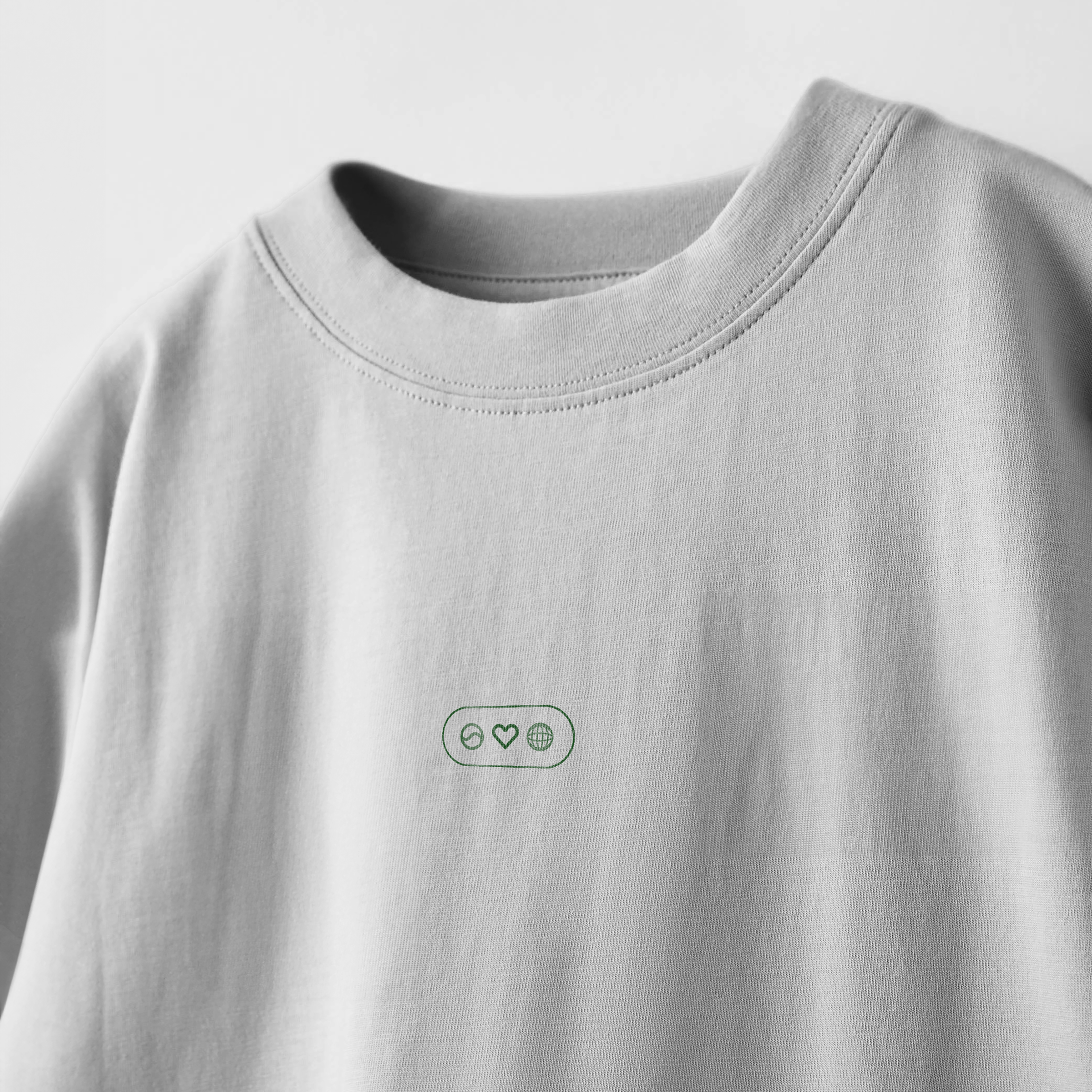 White tee, icon print